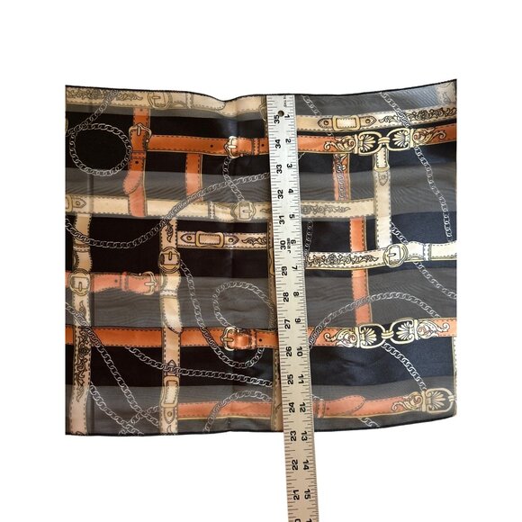 Vintage Chic Equestrian-Themed Women's Scarf 100% Polyester Made In Korea - Picture 4 of 4